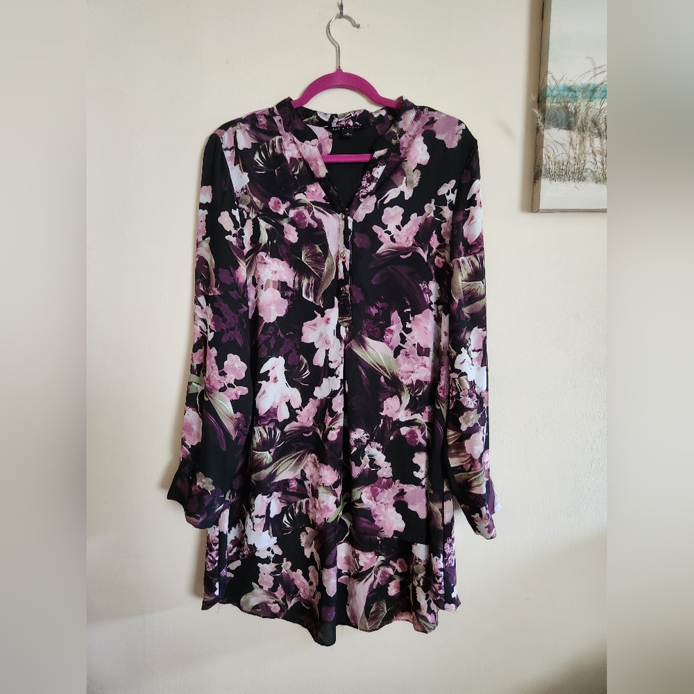 Zac & Rachel floral hi lo blouse top XL